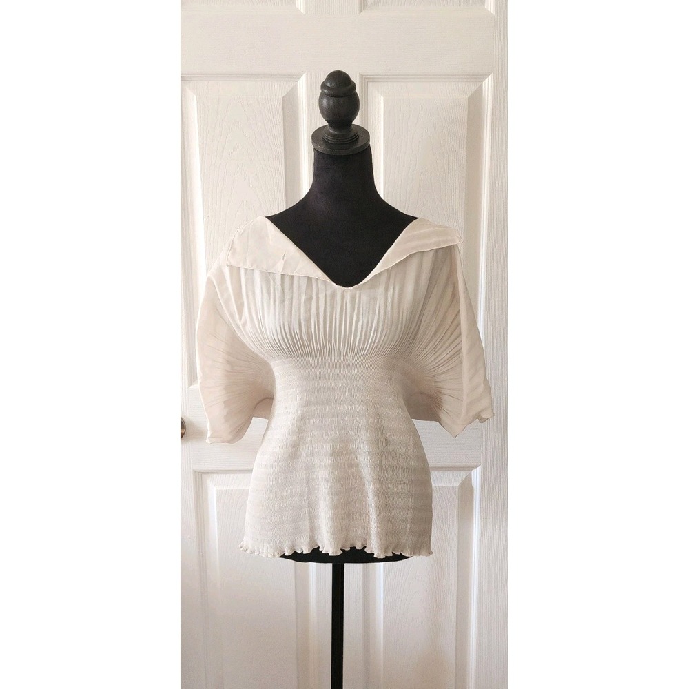 Women's Wedding/After Five/ Cocktail Blouse by Linda Lundstrom Ivory Size 12
